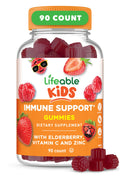 Lifeable Kids Immune Support Gummies | Elderberry Vitamin C and Zinc | Great Tasting Immune Support Supplement Elderberry Gummies for Kids | Kids Elderberry Gummies for Boys Girls | 90 Gummies
