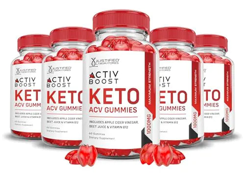 (5 Pack) Activboost Keto ACV Gummies Advanced Formula 1000MG Active Boost Keto Gummies Apple Cider Vinegar Activ Boost Formulated with Pomegranate Beet Juice Powder B12 Vegan Non GMO 300 Gummys