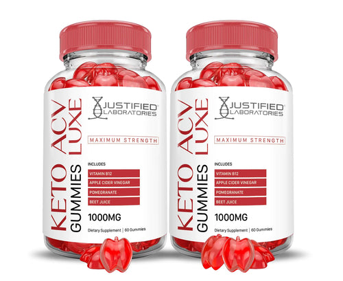 (2 Pack) Luxe Keto ACV Gummies Advanced Formula 1000MG Luxe Keto Gummies Apple Cider Vinegar Formulated with Pomegranate Beet Juice Powder B12 Vegan Non GMO 120 Gummys