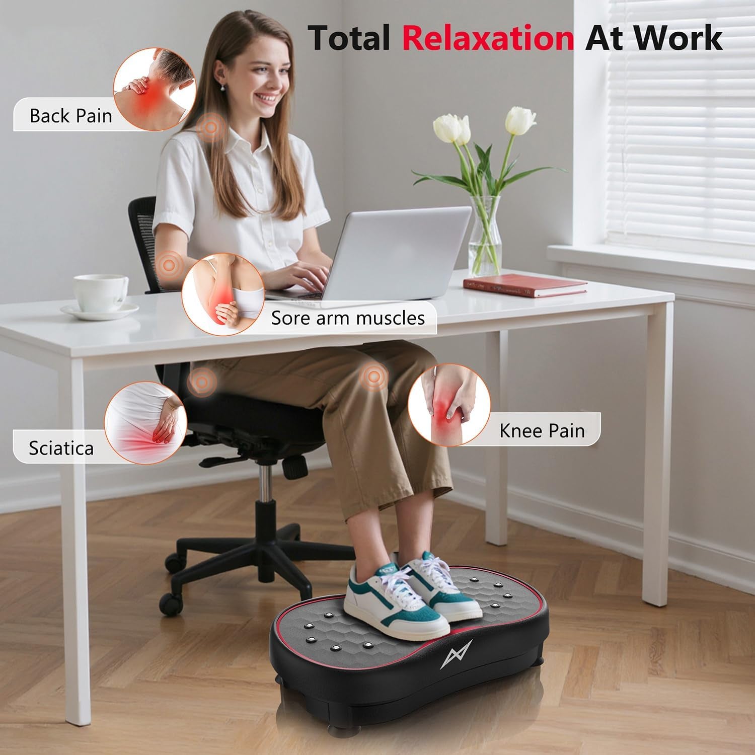 Vibration Plate Fitness Platform Exercise Machine Vibrating Shaking Full Body Shaker Workout Vibrate Stand Shake Board Sport Gym for Weight Loss Fat Burner for Women Men