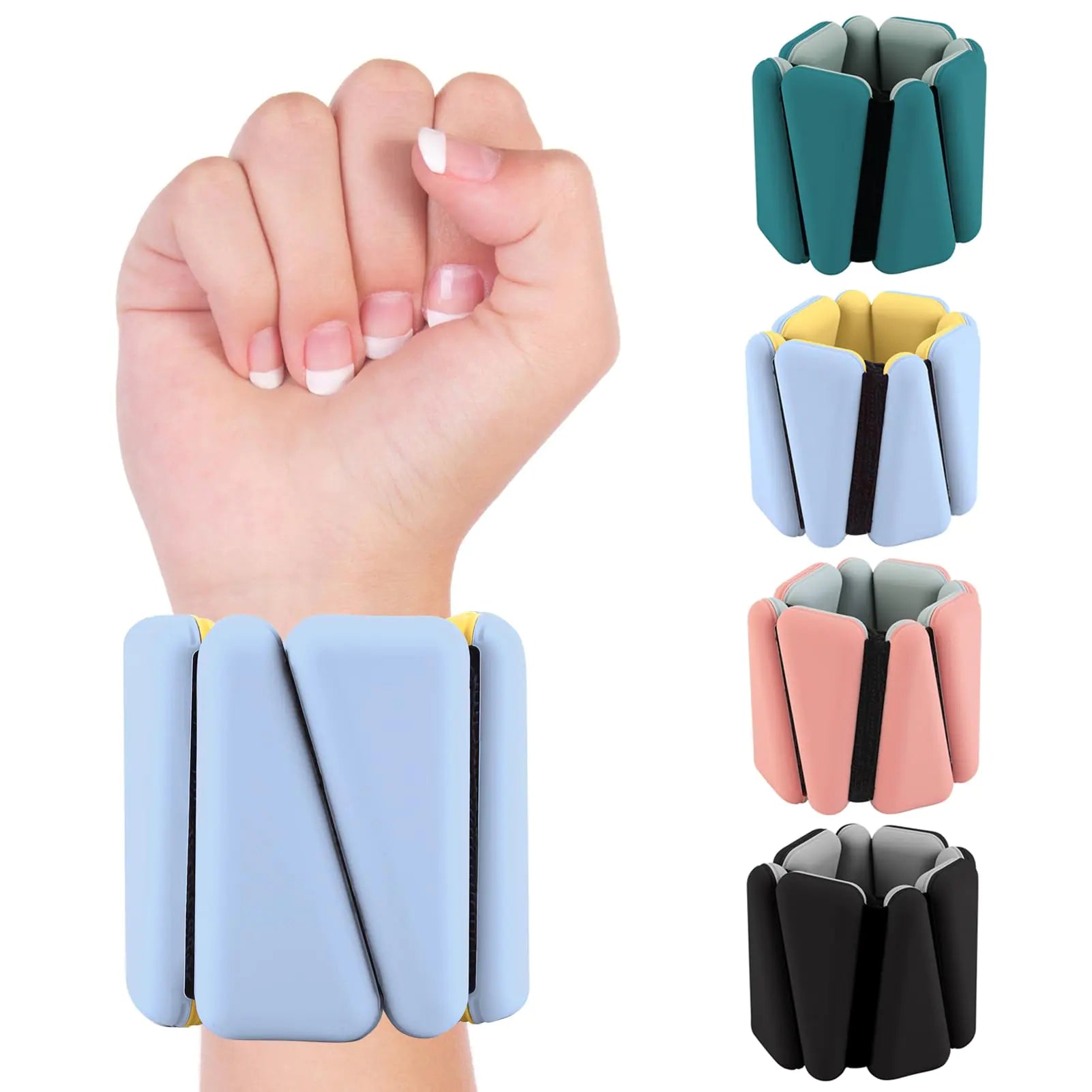 2pk Inspack 2lb Wrist & Ankle Weights for Women(1lbs Each) Arm & Leg Weights Womens 2lbs Walking Weights Wearable Weights Bangles Bands Set Bracelet Adjustable Weighted for Pilates Yoga(Blue)