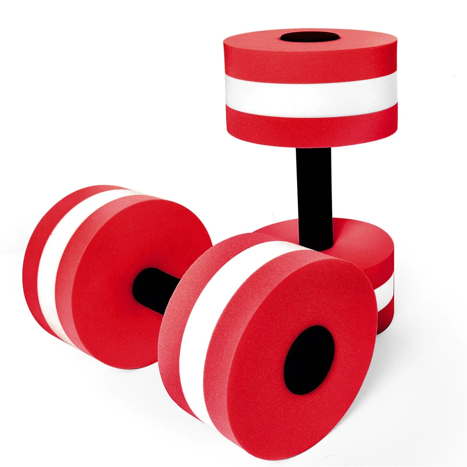 Timoo Aquatic Dumbells Set of 2 Water Dumbbells for Water Aerobics Water Weights for Pool Exercise Set High-Density EVA-Foam Pool Dumbbells Red