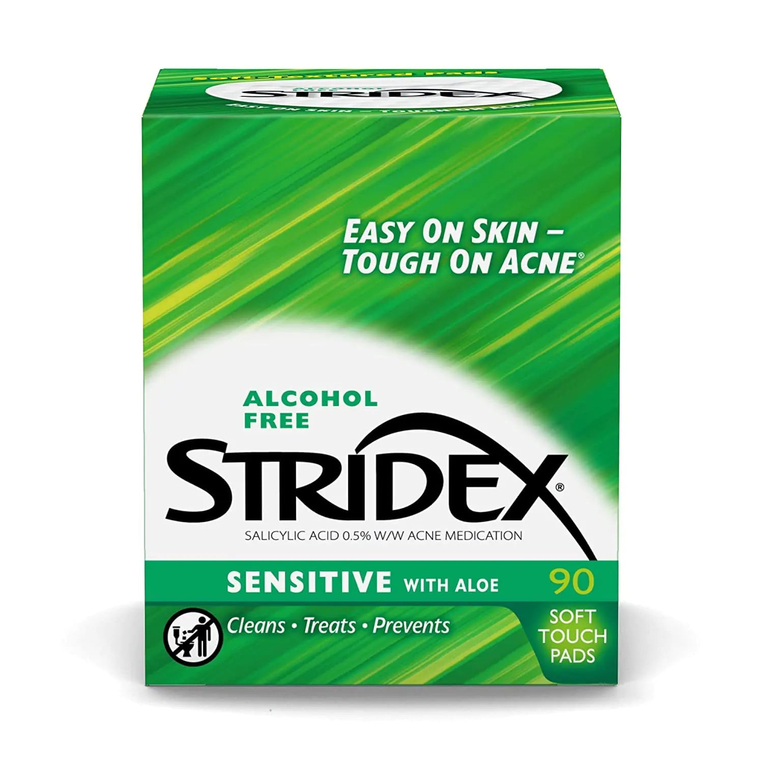 Stridex Medicated Acne Pads Sensitive 90 Count Pack of 3 – Facial Cleansing Wipes Alcohol-Free Face Pads Acne Treatment for Face For Mild to Moderate Acne Smooth Application