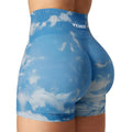 YEOREO Scrunch Butt Jada Shorts Workout Shorts Tie Dye Seamless Jada Shorts Gym Athletic Biker Screen Print 3.6" Shorts Blue S