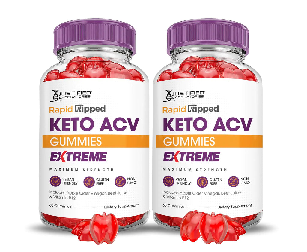 (2 Pack) Rapid Ripped Keto ACV Gummies Extreme 2000MG Rapidripped Keto Gummies Apple Cider Vinegar Formulated with Pomegranate Beet Juice Powder B12 Vegan Non GMO 120 Gummys