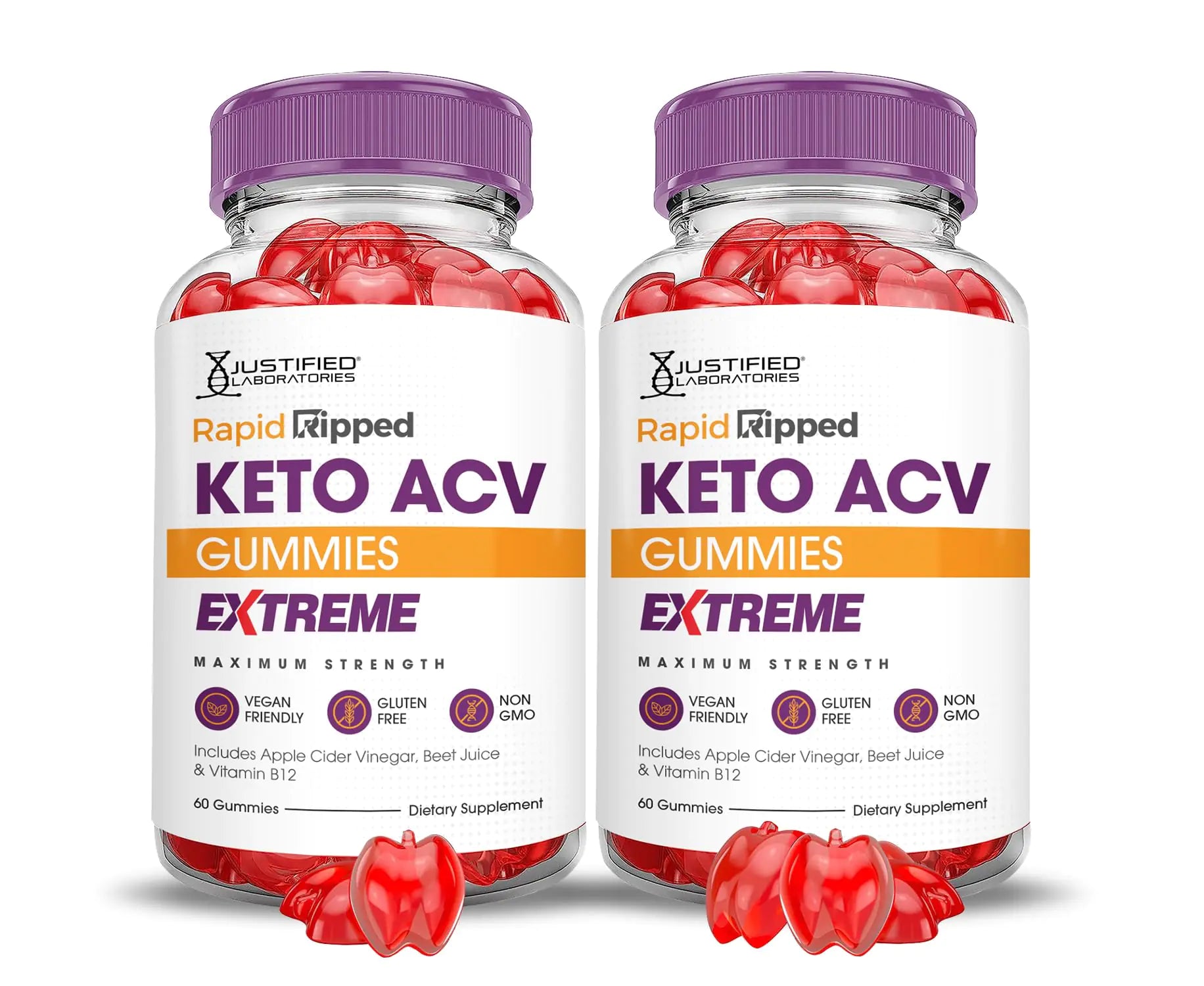 (2 Pack) Rapid Ripped Keto ACV Gummies Extreme 2000MG Rapidripped Keto Gummies Apple Cider Vinegar Formulated with Pomegranate Beet Juice Powder B12 Vegan Non GMO 120 Gummys