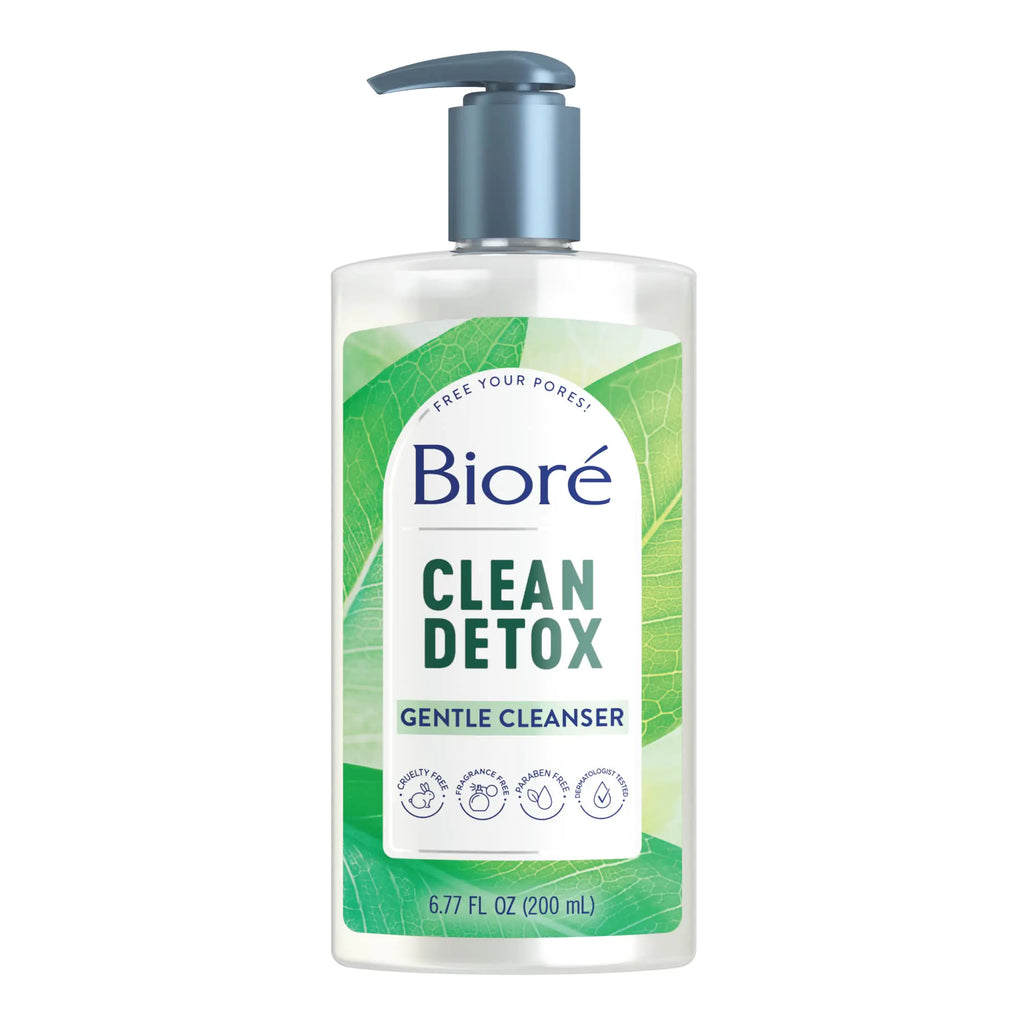 Biore Clean Detox Gentle Face Cleanser for Sensitve Skin Daily Face Wash Cleansing Detox Fragrance and Paraben Free 6.77 oz