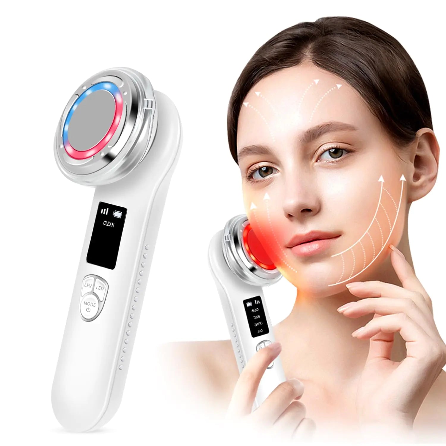 INSIFEEL Red Light Therapy for Face and Neck Wrinkles Anti-Aging Facial Wand Cold Mold & Warm Deep Clean Skin Care Tools (Off-White)