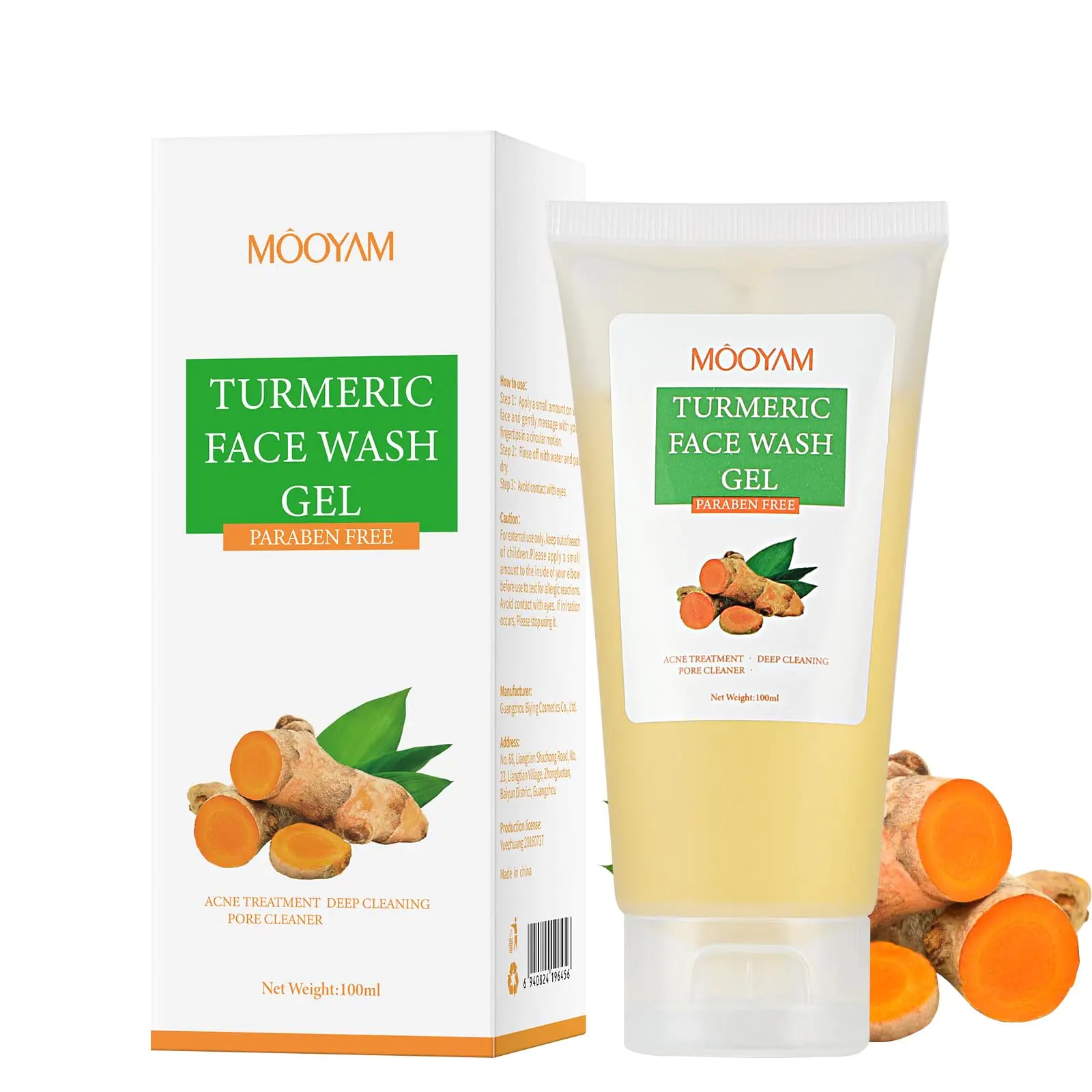 Turmeric Face Wash Gel for Women and Men Organic Turmeric Vitamin C Face Cleanser with Natural Aloe VeraHoneyLemon Extracts Gentle Facial Cleanser for Deep Clean Acne Treatment Even Tone