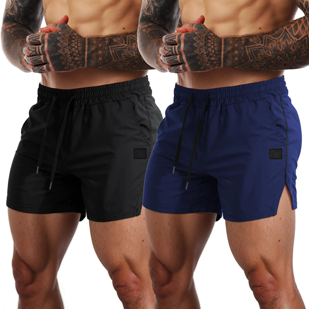 FLYFIREFLY Mens Gym Workout Shorts Quick Dry Lightweight Athletic Shorts Running Bodybuilding Training with Towel Loop
