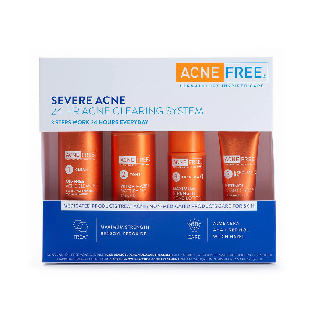 AcneFree Severe Acne 24 Hour Clearing System for stubborn acne 4 Step Routine Kit