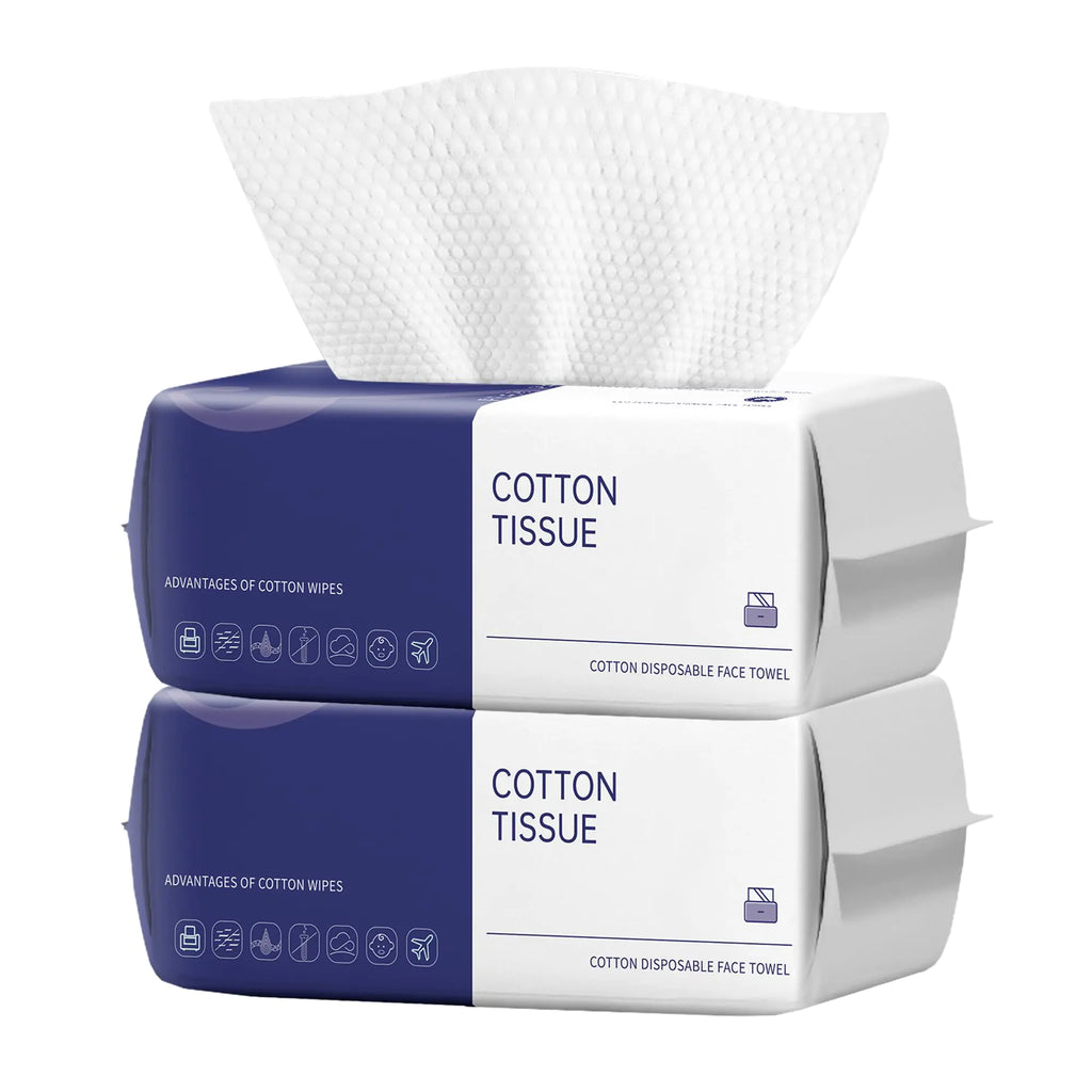 Face Clean Towels 100 Count Ultra Thick Disposable face towels Facial Wash Cloth for Sensitive Skin Lint- free Facial Tissue Skincare and Makeup Remover (2 Pack)